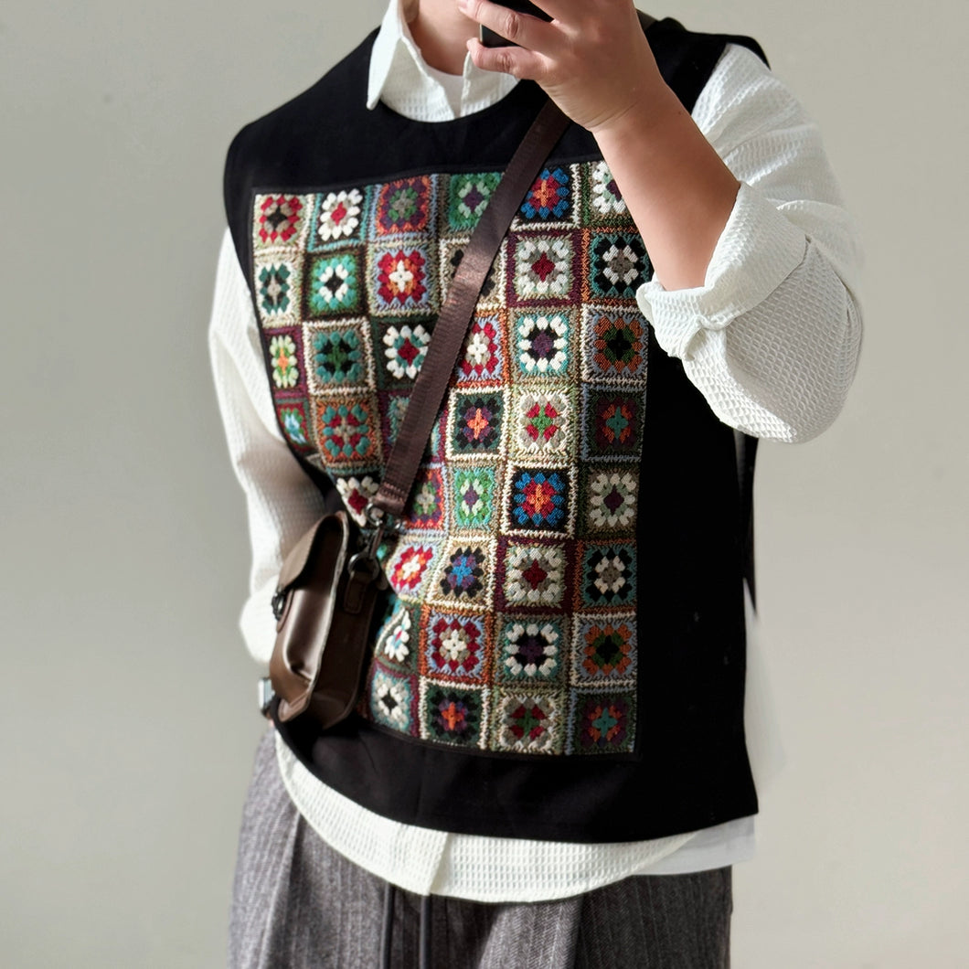 Loose Patchwork Pullover Vest