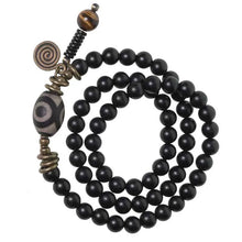 Load image into Gallery viewer, Ethnic Retro Cylindrical Dzi Beads Ebony Bracelet
