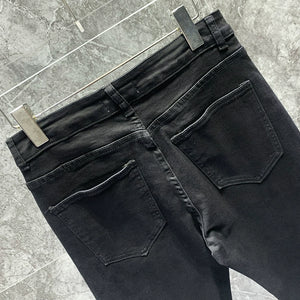 Hot Diamond Black Denim Mid-waist Slim Fit Pants