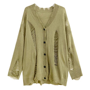 Hollow Long Sleeve Knitted Cardigan