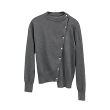 Load image into Gallery viewer, Loose Button Slant Cardigan Sweater
