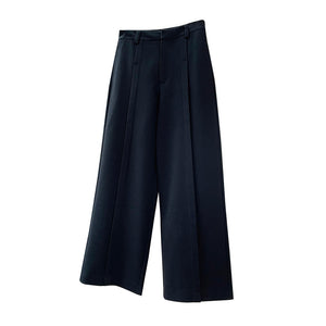 Brushed High Waist Pleated Wide Leg Trousers