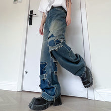 Load image into Gallery viewer, Double-layer Cutout Wide-leg Jeans
