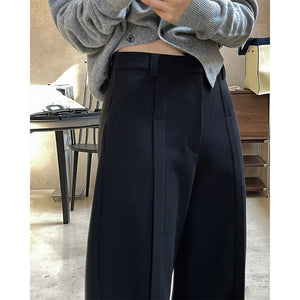 Brushed High Waist Pleated Wide Leg Trousers