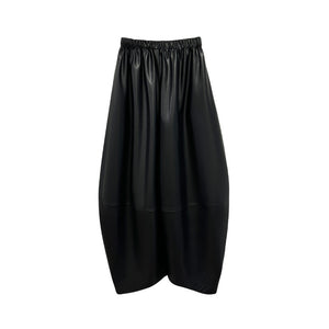 Black Loose High Waist PU Leather Pants