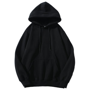 Black Loose Hooded Sweatshirt