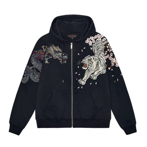 Dragon Suzaku White Tiger Embroidery Hooded Sweatshirt