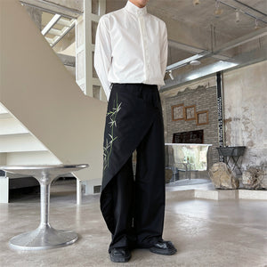 Bamboo Embroidery Deconstructed Straight Trousers