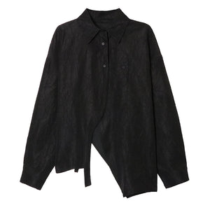 Heavy Wrinkled Irregular Loose Long-sleeved Shirt