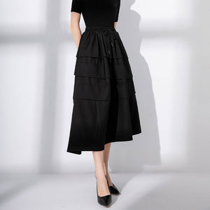 Loose-fitting Straight Drawstring Skirt