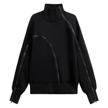 Load image into Gallery viewer, Double Zipper Turtleneck Sweatshirt
