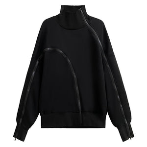 Double Zipper Turtleneck Sweatshirt