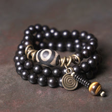 Load image into Gallery viewer, Ethnic Retro Cylindrical Dzi Beads Ebony Bracelet
