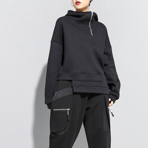 Hooded Loose Black Sweatshirt