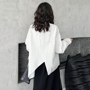 Heavy Wrinkled Irregular Loose Long-sleeved Shirt