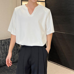 Big V-neck Shoulder Pads Short-sleeved T-shirt