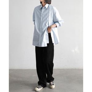 Irregular Double Breasted Lapel Long Sleeve Shirt