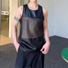 Load image into Gallery viewer, Mesh Panel PU Leather Sleeveless Vest
