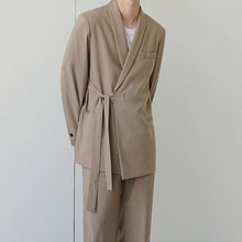 Load image into Gallery viewer, Belt Drawstring Jacket Loose Draped Pants Two-piece Suit
