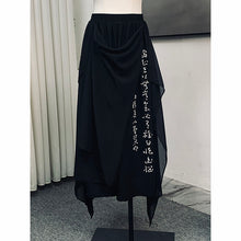 Load image into Gallery viewer, Asymmetric Hem Calligraphy Print Oversized Shirt
