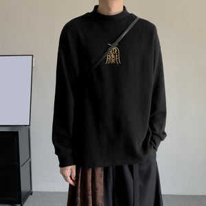 Ancient Chimes Embroidered High Collar Sweatshirt