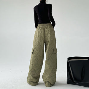 Multi-pocket Workwear Cotton Thickened Wide-leg Pants