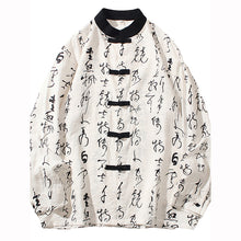 Load image into Gallery viewer, Contrast Patchwork Print Stand Collar Long-sleeved Shirt
