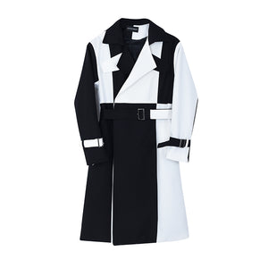 Black and White Color Contrast Loose Windbreaker Jacket