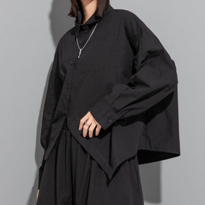 Irregular Slit Long Sleeve Shirt