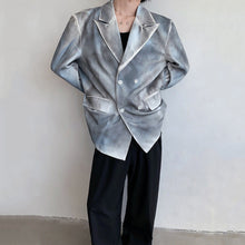 Load image into Gallery viewer, Hand-painted Double-breasted Blazer with Padded Shoulders
