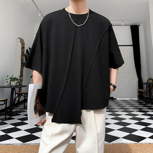 Dark Dropped Sleeves Irregular T-Shirt