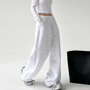 Diamond Check Thickened Cuffed Casual Pants