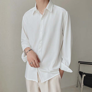 Drape Casual Solid Color Long Sleeve Shirt