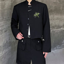 Load image into Gallery viewer, Cropped Embroidered Metal Button Stand Collar Jacket
