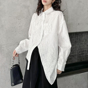 Heavy Wrinkled Irregular Loose Long-sleeved Shirt