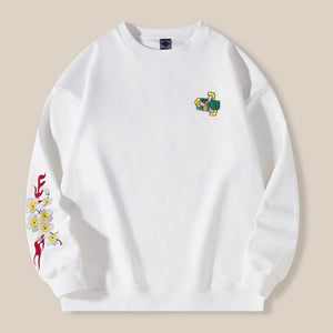 Crew Neck Loose Fit Embroidered Sweatshirt