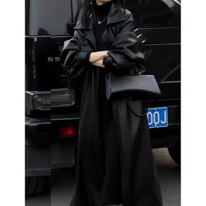 Loose Mid-length Leather Coat