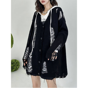 Hollow Long Sleeve Knitted Cardigan