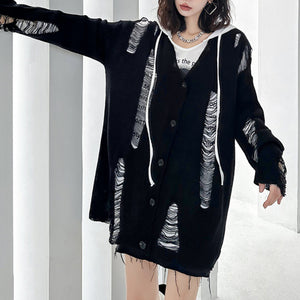 Hollow Long Sleeve Knitted Cardigan