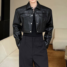 Load image into Gallery viewer, Motorcycle Leather Cropped Jacket
