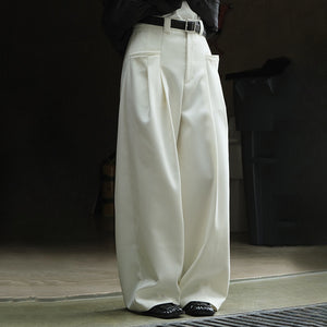 Double Pleat Wide-leg High-rise Tailored Trousers