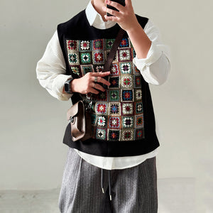 Loose Patchwork Pullover Vest