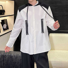 Load image into Gallery viewer, Contrast Panel Hooded Long Sleeve Shirt
