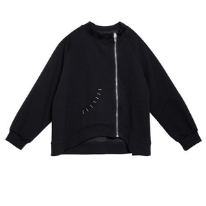 Casual Irregular Zipper Loose Sweatshirt