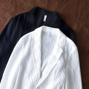 Loose Fit Solid Striped Suit Coat