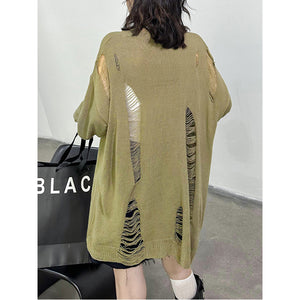 Hollow Long Sleeve Knitted Cardigan