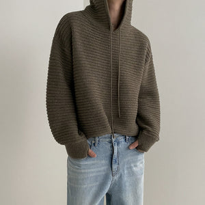 Hooded Knitted Pullover Thick Sweatshirt