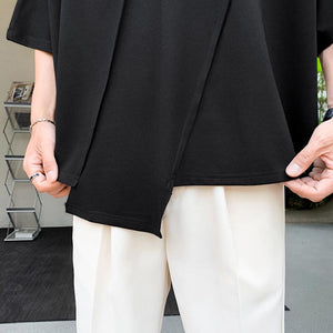 Dark Dropped Sleeves Irregular T-Shirt