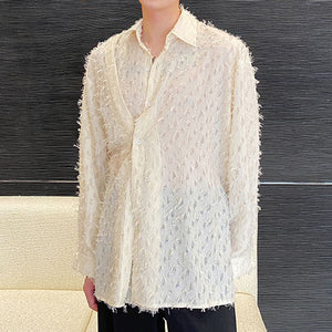 Furry Fringe Irregular Jacquard Shirt