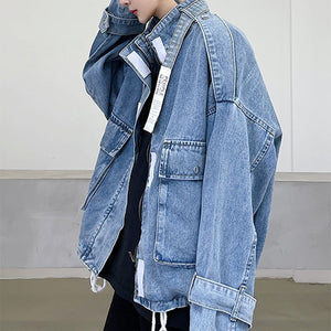 Denim Loose Drawstring Jacket